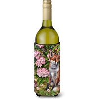 "Caroline's Treasures CDCO0442LITERK ""Fox Waiting in Flowers"" Wine Bottle Beverage Insulator Hugger, 750ml, Multicolor"