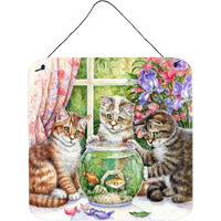 "Caroline's Treasures White Tabby by Debbie Cook Wall or Door Hanging Prints CDCO325ADS66, 6""H x 6""W, Multicolor"