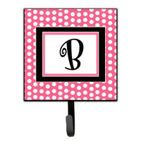 "Caroline's Treasures CJ1001-BSH4 Letter B Initial Monogram-Pink Black Polka Dots Leash Holder or Key Hook, Small, Multicolor"