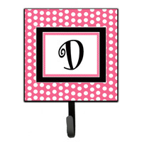"Caroline's Treasures CJ1001-DSH4 Letter D Initial Monogram-Pink Black Polka Dots Leash Holder or Key Hook, Small, Multicolor"