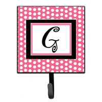 "Caroline's Treasures CJ1001-GSH4 Letter G Initial Monogram-Pink Black Polka Dots Leash Holder or Key Hook, Small, Multicolor"