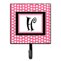 "Caroline's Treasures CJ1001-HSH4 Letter H Initial Monogram-Pink Black Polka Dots Leash Holder or Key Hook, Small, Multicolor"