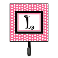 "Caroline's Treasures CJ1001-LSH4 Letter L Initial Monogram-Pink Black Polka Dots Leash Holder or Key Hook, Small, Multicolor"