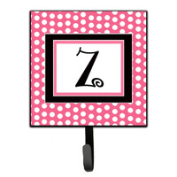 "Caroline's Treasures CJ1001-ZSH4 Letter Z Initial Monogram-Pink Black Polka Dots Leash Holder or Key Hook, Small, Multicolor"