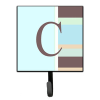 "Caroline's Treasures CJ1003-CSH4 Letter C Initial Monogram-Blue Stripes Leash Holder or Key Hook, Small, Multicolor"