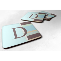 "Caroline's Treasures CJ1003-DFC Monogram-Blue Stripes Foam Coasters (Set of 4), Initial Letter D, 3.5"" H x 3.5"" W, Multicolor"