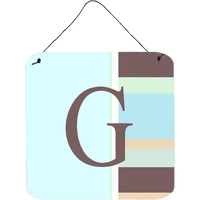 "Caroline's Treasures Letter G Initial Monogram-Blue Stripes Door Hanging Prints wall-decor, 6 x 6, Multicolor"