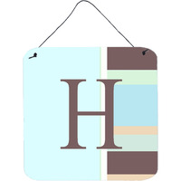 "Caroline's Treasures Letter H Initial with Monogram-Blue Stripes Wall or Door Hanging Prints, 6 x 6"", Multicolor"