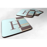 "Caroline's Treasures CJ1003-HFC Monogram-Blue Stripes Foam Coasters (Set of 4), Initial Letter H, 3.5"" H x 3.5"" W, Multicolor"
