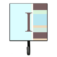 "Caroline's Treasures CJ1003-ISH4 Letter I Initial Monogram-Blue Stripes Leash Holder or Key Hook, Small, Multicolor"