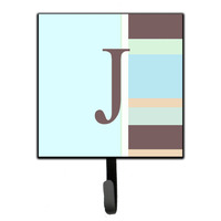 "Caroline's Treasures CJ1003-JSH4 Letter J Initial Monogram-Blue Stripes Leash Holder or Key Hook, Small, Multicolor"