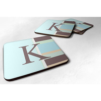"Caroline's Treasures CJ1003-KFC Monogram-Blue Stripes Foam Coasters (Set of 4), Initial Letter K, 3.5"" H x 3.5"" W, Multicolor"
