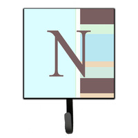 "Caroline's Treasures CJ1003-NSH4 Letter N Initial Monogram-Blue Stripes Leash Holder or Key Hook, Small, Multicolor"