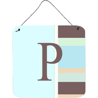 "Caroline's Treasures Letter P Initial with Monogram-Blue Stripes Wall or Door Hanging Prints, 6 x 6"", Multicolor"