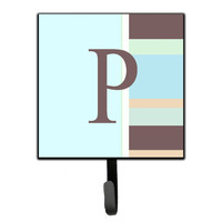 "Caroline's Treasures CJ1003-PSH4 Letter P Initial Monogram-Blue Stripes Leash Holder or Key Hook, Small, Multicolor"
