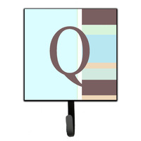 "Caroline's Treasures CJ1003-QSH4 Letter Q Initial Monogram-Blue Stripes Leash Holder or Key Hook, Small, Multicolor"