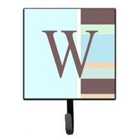 "Caroline's Treasures CJ1003-WSH4 Letter W Initial Monogram-Blue Stripes Leash Holder or Key Hook, Small, Multicolor"