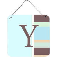 "Caroline's Treasures Letter Y Initial with Monogram-Blue Stripes Wall or Door Hanging Prints, 6 x 6"", Multicolor"