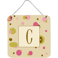 "Caroline's Treasures Letter C Initial with Monogram-Tan Dots Wall or Door Hanging Prints, 6 x 6"", Multicolor"