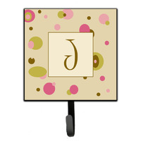 "Caroline's Treasures CJ1004-JSH4 Letter J Initial Monogram-Tan Dots Leash Holder or Key Hook, Small, Multicolor"