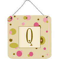 "Caroline's Treasures Letter Q Initial with Monogram-Tan Dots Wall or Door Hanging Prints, 6 x 6"", Multicolor"