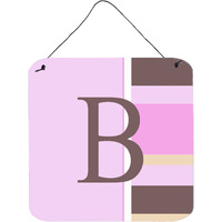 "Caroline's Treasures Letter B Initial with Monogram-Pink Stripes Wall or Door Hanging Prints, 6 x 6"", Multicolor"