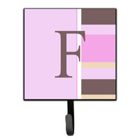 "Caroline's Treasures CJ1005-FSH4 Letter F Initial Monogram-Pink Stripes Leash Holder or Key Hook, Small, Multicolor"