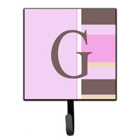 "Caroline's Treasures CJ1005-GSH4 Letter G Initial Monogram-Pink Stripes Leash Holder or Key Hook, Small, Multicolor"