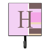 "Caroline's Treasures CJ1005-HSH4 Letter H Initial Monogram-Pink Stripes Leash Holder or Key Hook, Small, Multicolor"