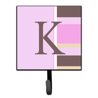 "Caroline's Treasures CJ1005-KSH4 Letter K Initial Monogram-Pink Stripes Leash Holder or Key Hook, Small, Multicolor"