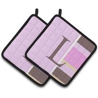 "Caroline's Treasures Letter L Initial Monogram - Pink Stripes Pair of Pot Holders CJ1005-LPTHD, 7.5HX7.5W, Multicolor"