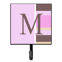 "Caroline's Treasures CJ1005-MSH4 Letter M Initial Monogram-Pink Stripes Leash Holder or Key Hook, Small, Multicolor"
