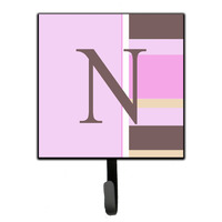 "Caroline's Treasures CJ1005-NSH4 Letter N Initial Monogram-Pink Stripes Leash Holder or Key Hook, Small, Multicolor"
