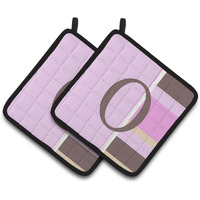 "Caroline's Treasures Letter O Initial Monogram - Pink Stripes Pair of Pot Holders CJ1005-OPTHD, 7.5HX7.5W, Multicolor"
