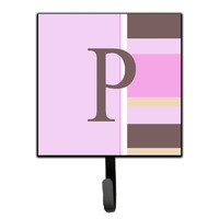 "Caroline's Treasures CJ1005-PSH4 Letter P Initial Monogram-Pink Stripes Leash Holder or Key Hook, Small, Multicolor"