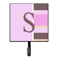 "Caroline's Treasures CJ1005-SSH4 Letter S Initial Monogram-Pink Stripes Leash Holder or Key Hook, Small, Multicolor"