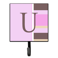 "Caroline's Treasures CJ1005-USH4 Letter U Initial Monogram-Pink Stripes Leash Holder or Key Hook, Small, Multicolor"