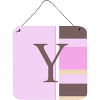 "Caroline's Treasures Letter Y Initial with Monogram-Pink Stripes Wall or Door Hanging Prints, 6 x 6"", Multicolor"