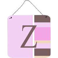 "Caroline's Treasures Letter Z Initial with Monogram-Pink Stripes Wall or Door Hanging Prints, 6 x 6"", Multicolor"