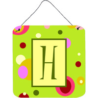 "Caroline's Treasures Letter H Initial with Monogram-Green Aluminum Metal Wall or Door Hanging Prints, 6 x 6"", Multicolor"