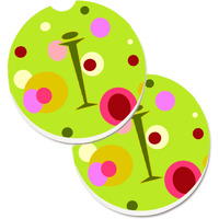 "Caroline's Treasures Letter I Monogram - Lime green Set of 2 Cup Holder Car Coasters CJ1010-ICARC, 2.56, Multicolor"