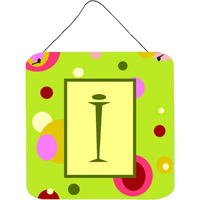 "Caroline's Treasures Letter I Initial with Monogram-Green Aluminum Metal Wall or Door Hanging Prints, 6 x 6"", Multicolor"