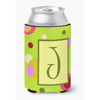 Letter J Initial Monogram - Green Can or Bottle Beverage Insulator Hugger