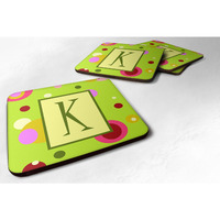 "Caroline's Treasures CJ1010-KFC Monogram-Green Foam Coasters (Set of 4), Initial Letter K, 3.5"" H x 3.5"" W, Multicolor"