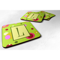 "Caroline's Treasures CJ1010-LFC Monogram-Green Foam Coasters (Set of 4), Initial Letter L, 3.5"" H x 3.5"" W, Multicolor"