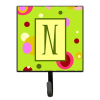 "Caroline's Treasures CJ1010-NSH4 Letter N Initial Monogram-Green Leash Holder or Key Hook, Small, Multicolor"
