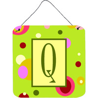 "Caroline's Treasures Letter Q Initial with Monogram-Green Aluminum Metal Wall or Door Hanging Prints, 6 x 6"", Multicolor"