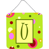 "Caroline's Treasures Letter U Initial with Monogram-Green Aluminum Metal Wall or Door Hanging Prints, 6 x 6"", Multicolor"