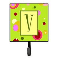"Caroline's Treasures CJ1010-VSH4 Letter V Initial Monogram-Green Leash Holder or Key Hook, Small, Multicolor"