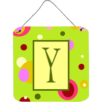 "Caroline's Treasures Letter Y Initial with Monogram-Green Aluminum Metal Wall or Door Hanging Prints, 6 x 6"", Multicolor"